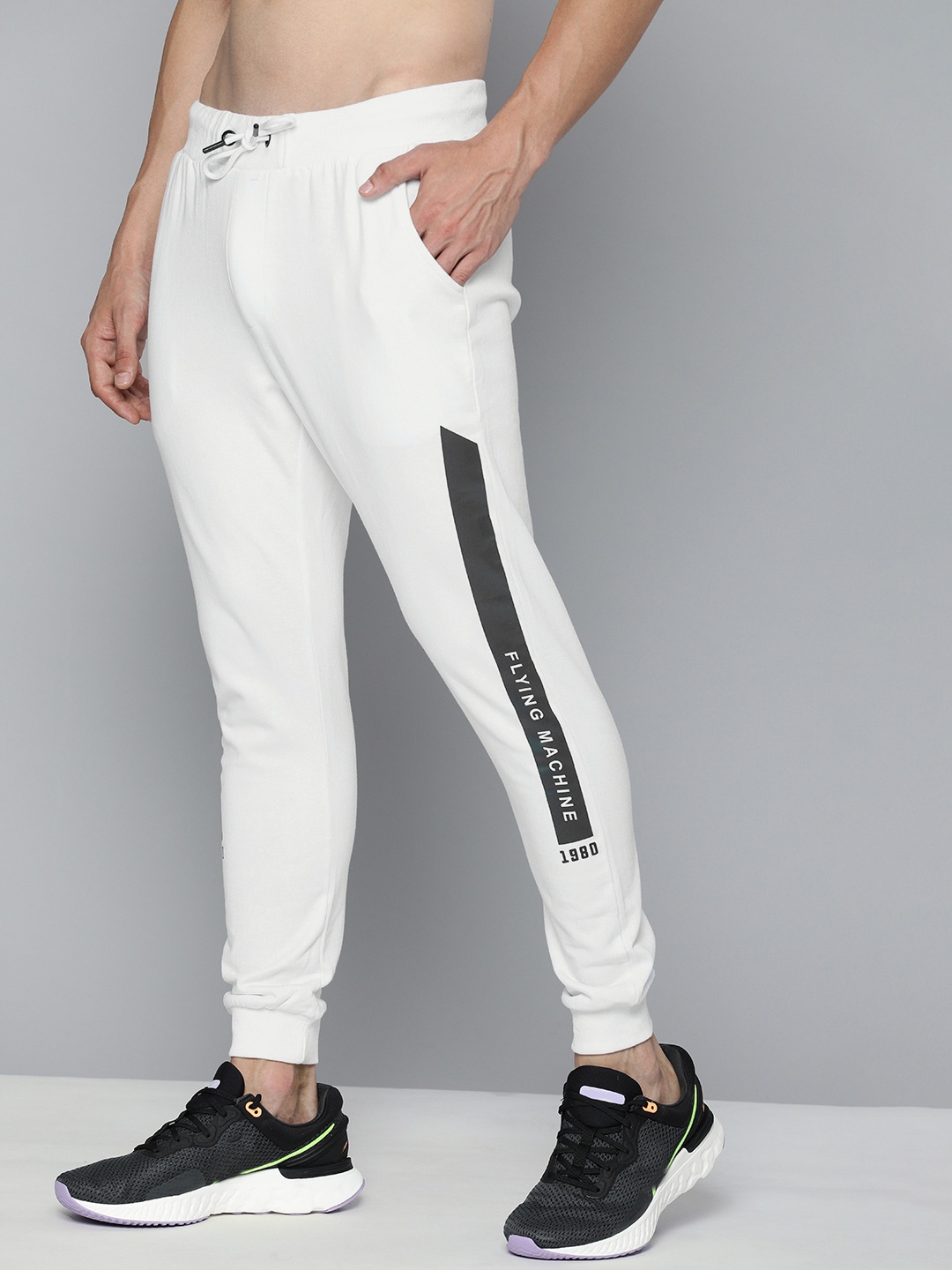 

Flying Machine Men White Solid Joggers