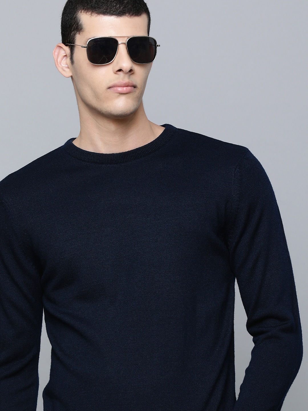 

Flying Machine Men Navy Blue Acrylic Pullover