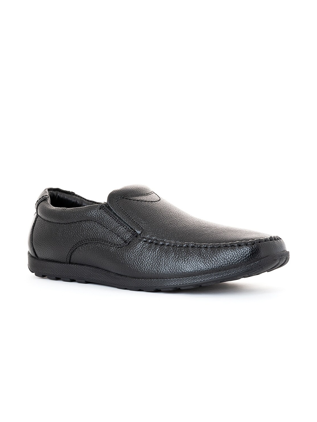 

Khadims Men Black Textured Slip-On Sneakers