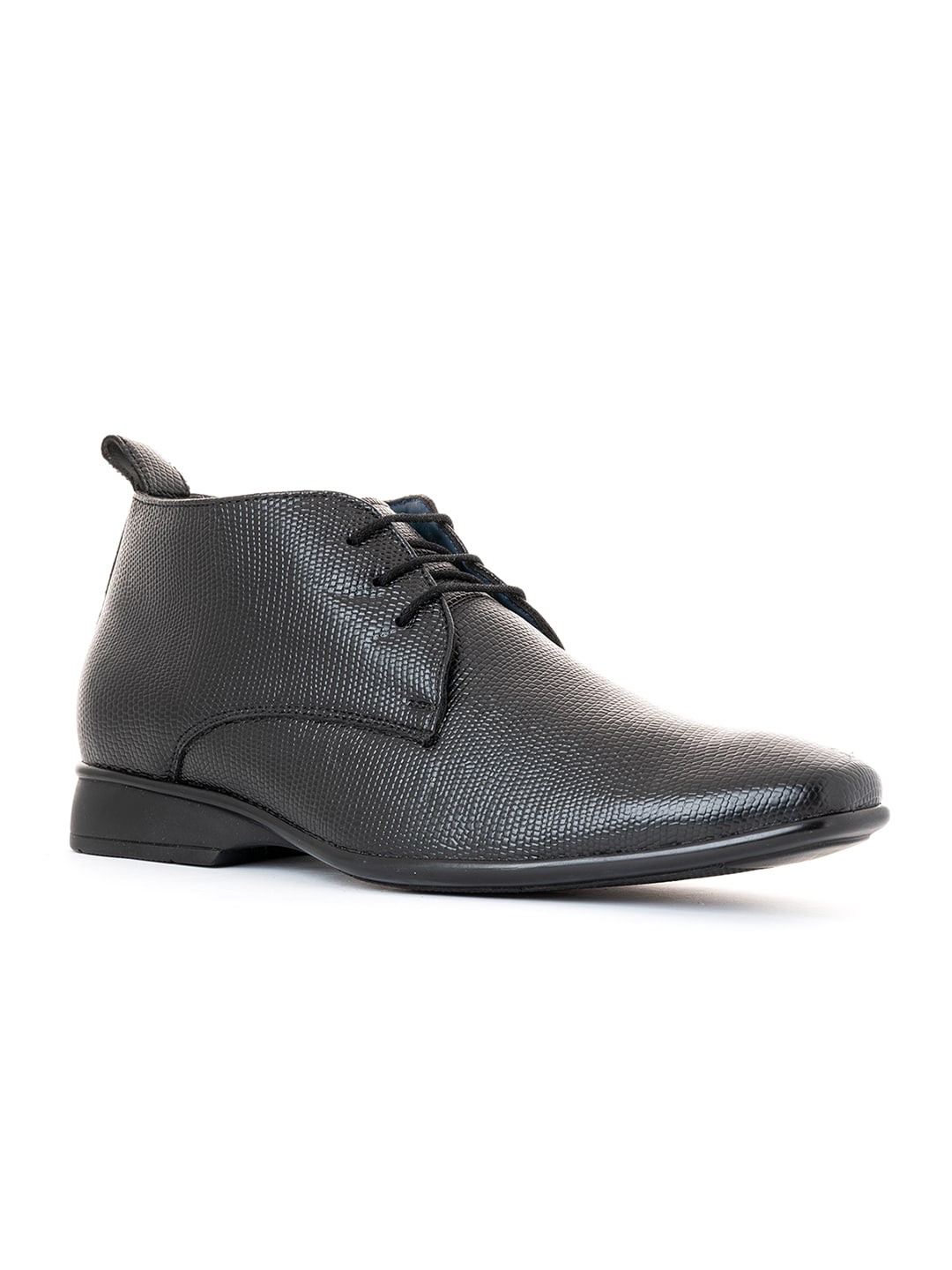 

Khadims Men Black Textured Derbys