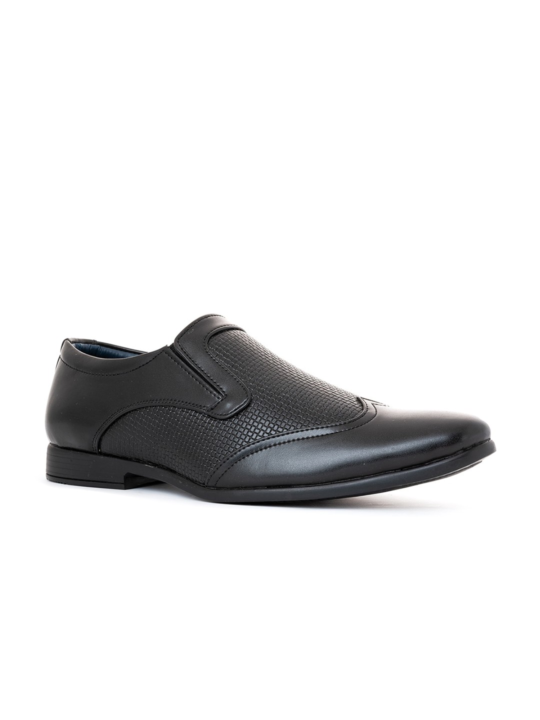 

Khadims Men Black Perforations Woven Design Slip-On Sneakers