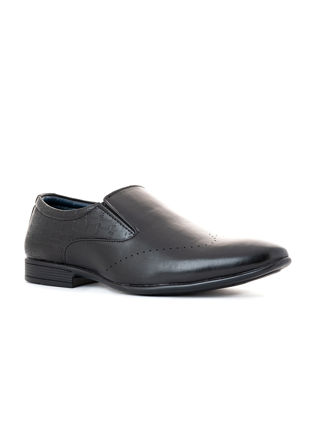 

Khadims Men Black Perforations Slip-On Formal Shoe