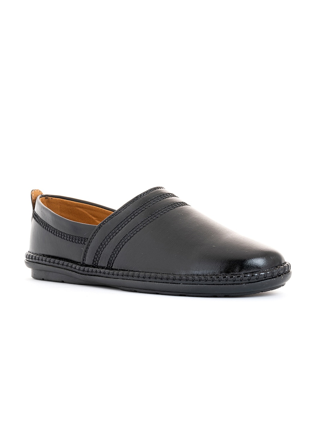

Khadims Men Black Textured Slip-On Sneakers