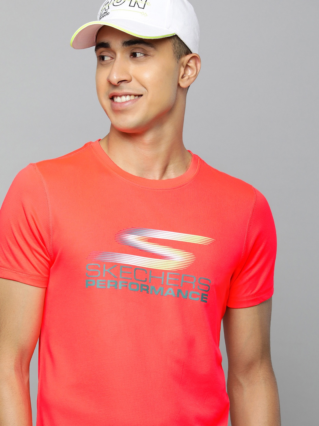 

Skechers Men Orange Brand Logo Printed ELITE TECH T-shirt