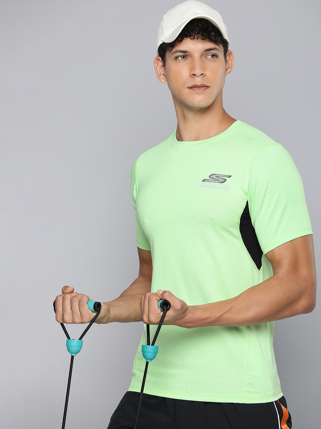 

Skechers Self Design Round-Neck SKECHAIR ULTRA SS Sports T-shirt, Lime green