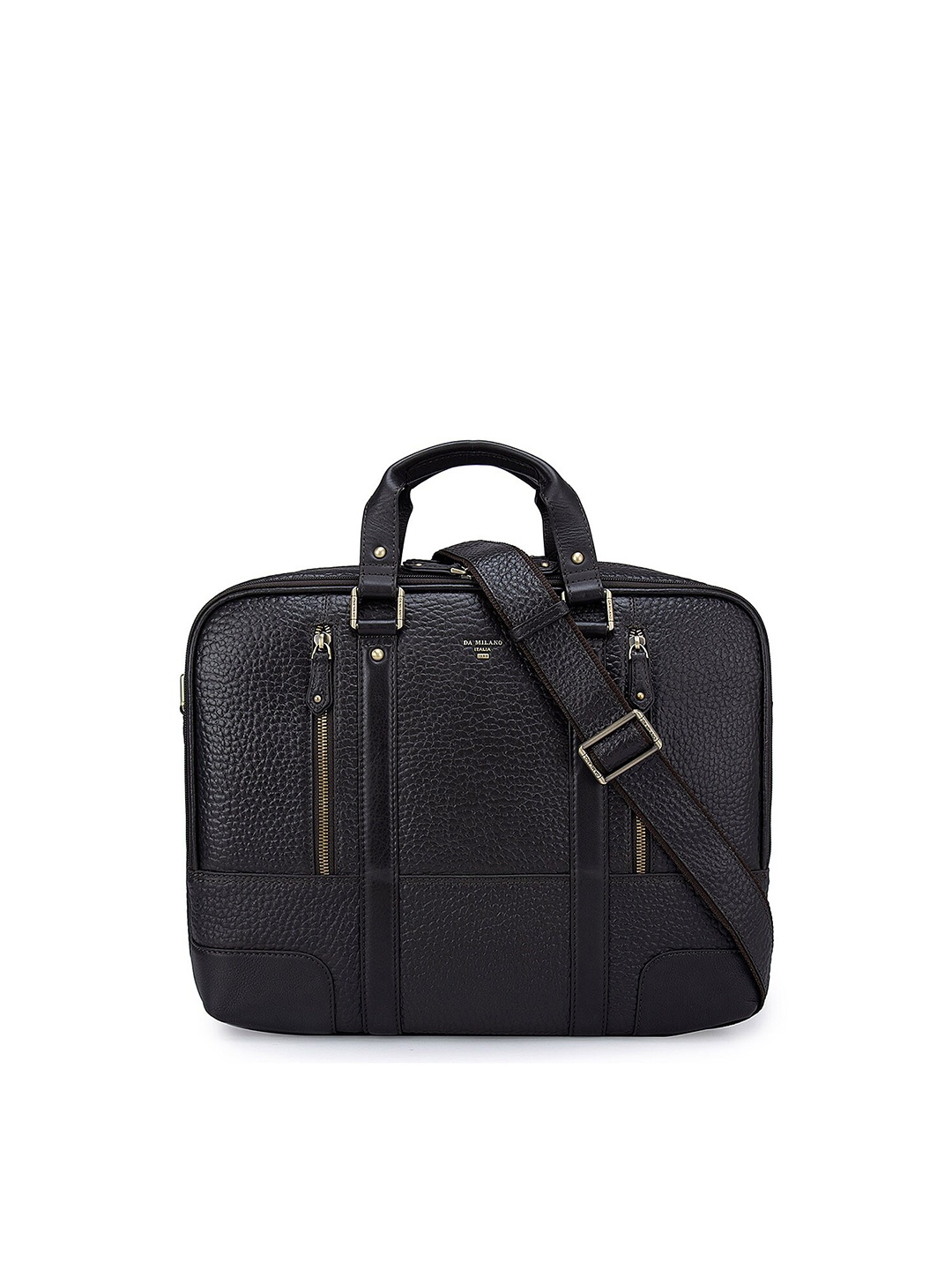 

Da Milano Men Brown Textured Leather Laptop Bag
