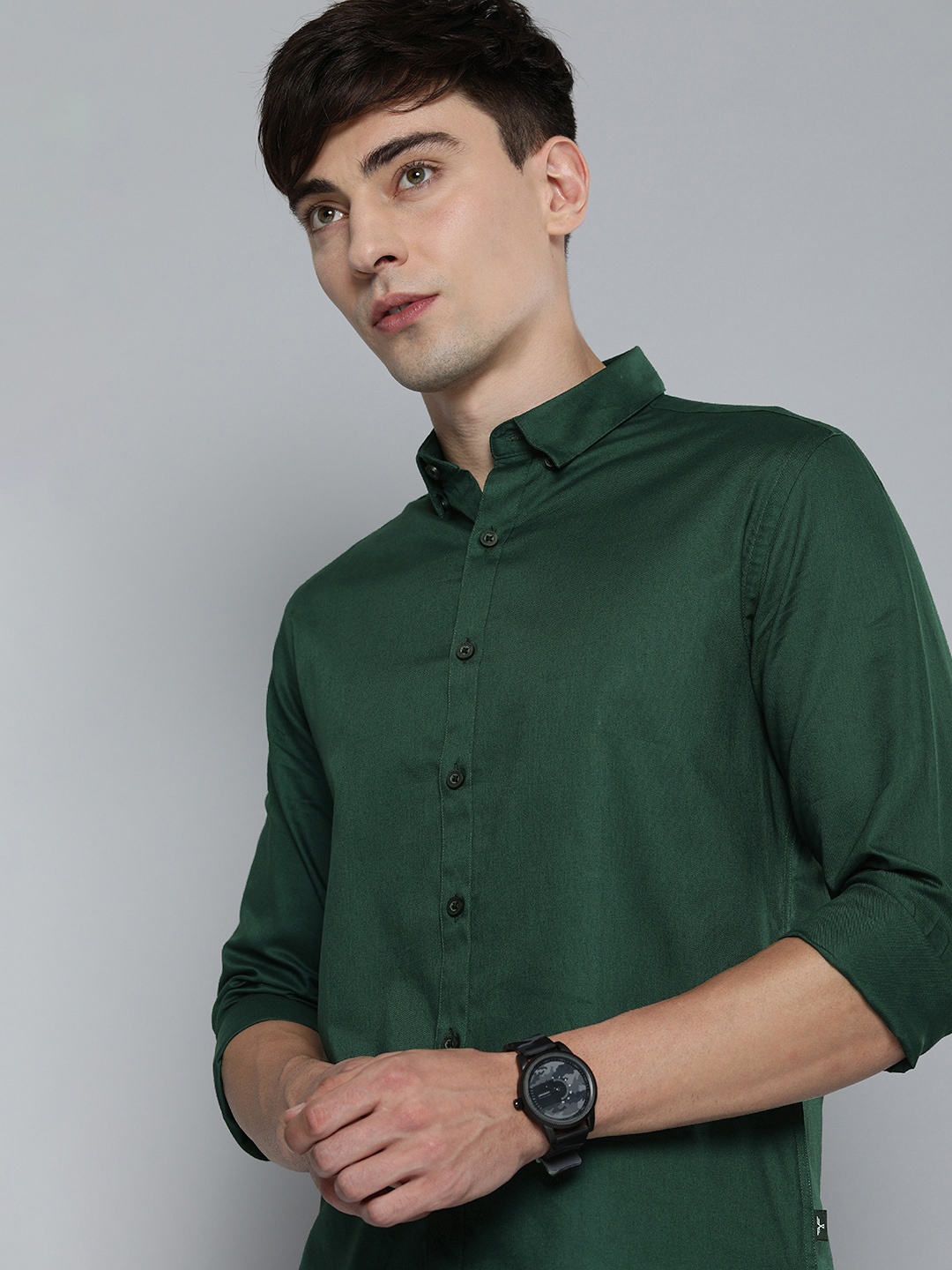 

Flying Machine Men Green Slim Fit Pure Cotton Casual Shirt