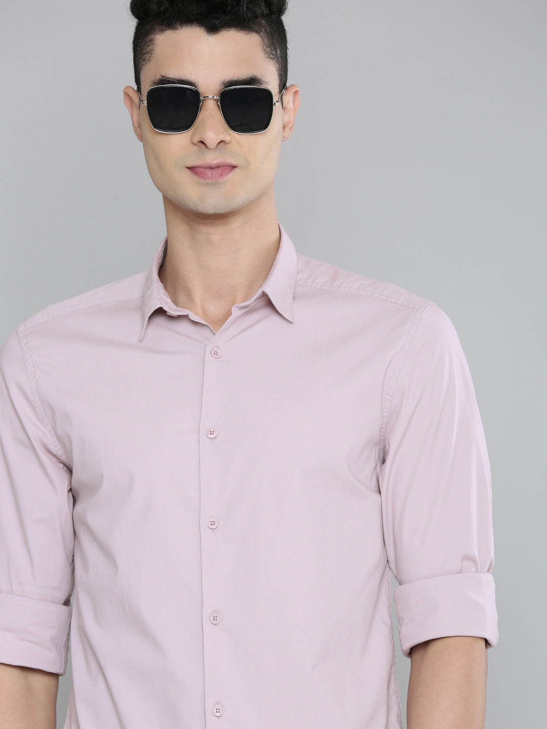 

Flying Machine Men Light Pink Solid Slim Fit Casual Shirt