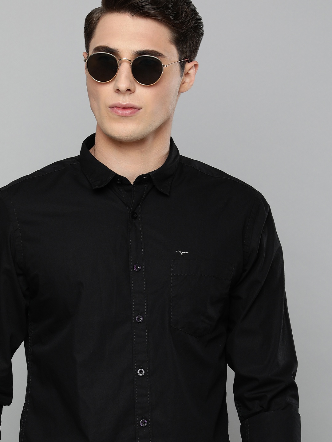 

Flying Machine Men Black Slim Fit Pure Cotton Casual Shirt