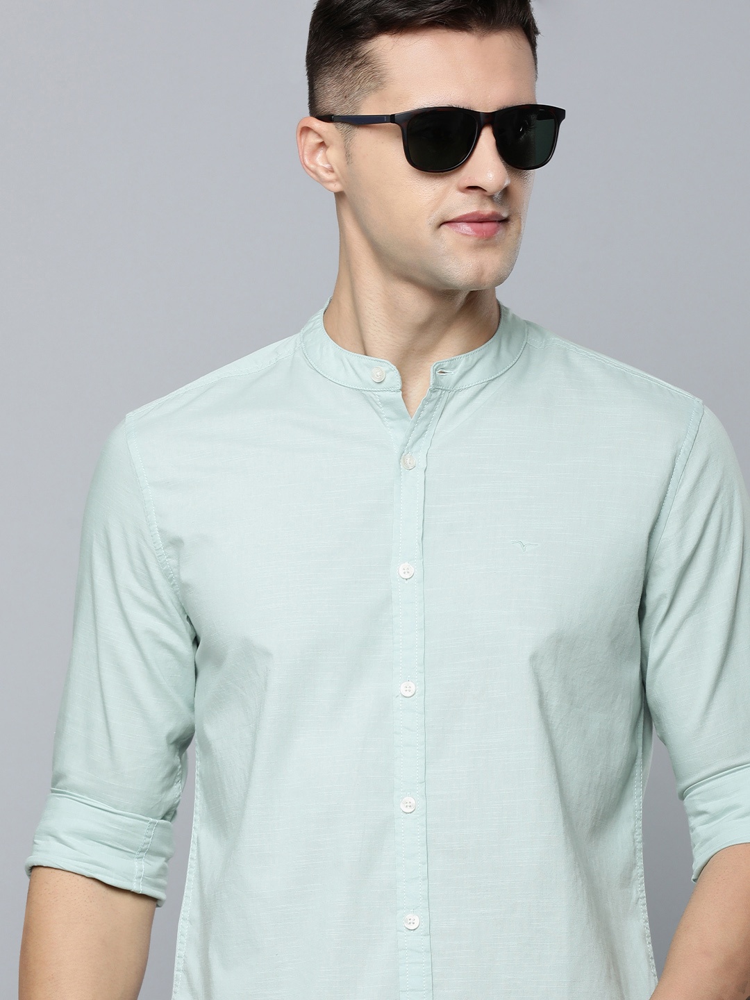 

Flying Machine Men Blue Slim Fit Pure Cotton Casual Shirt
