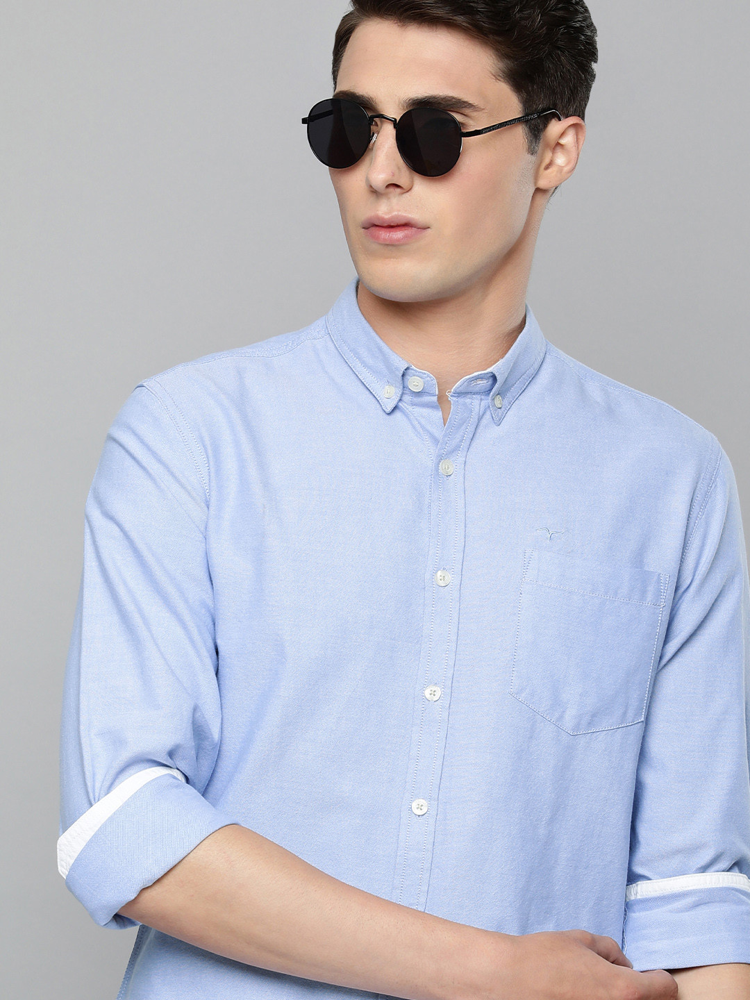 

Flying Machine Men Blue Slim Fit Pure Cotton Casual Shirt