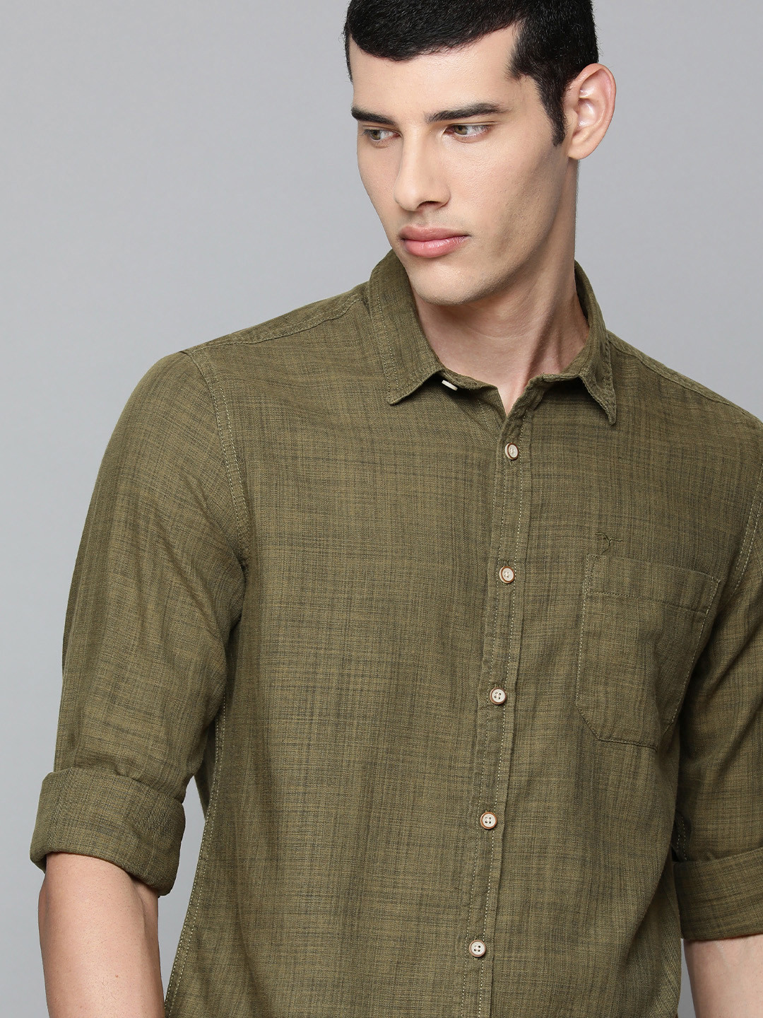 

Flying Machine Men Green Slim Fit Pure Cotton Casual Shirt