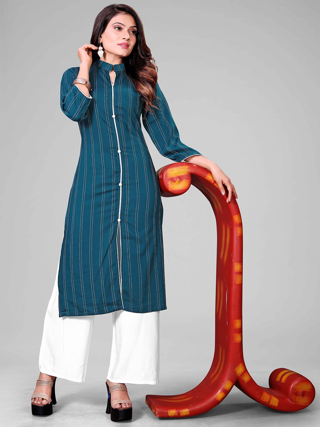 

RACHNA Women Blue Panelled Kurta with Palazzos & With Dupatta