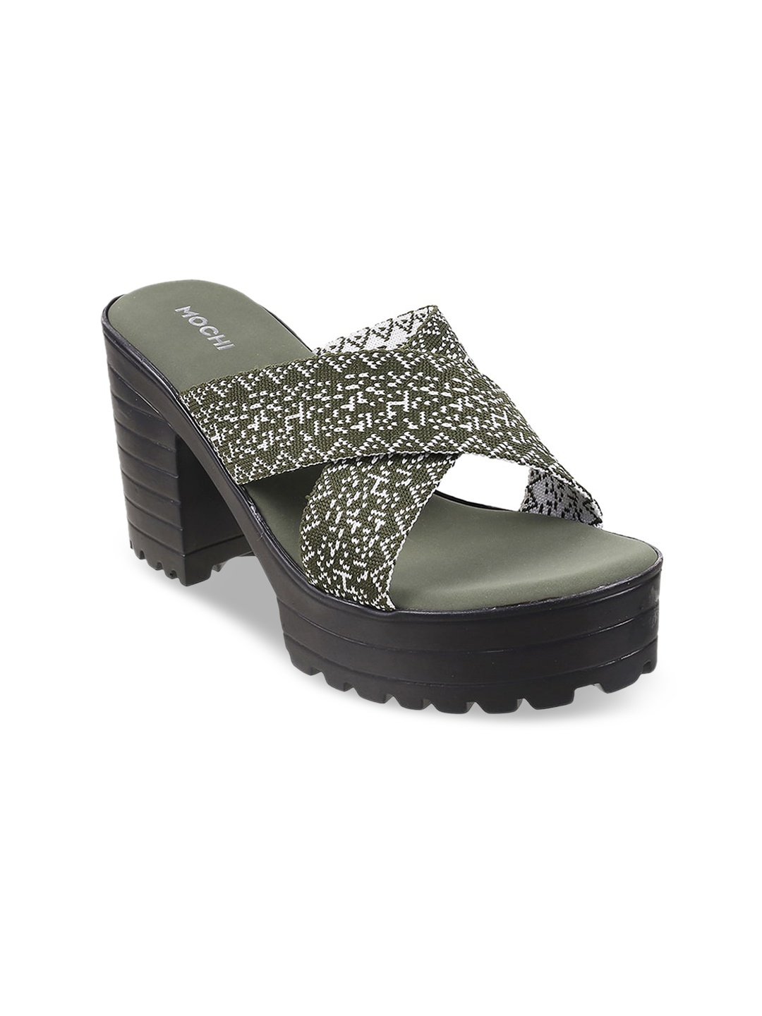 

Mochi Green Block Heels Mules