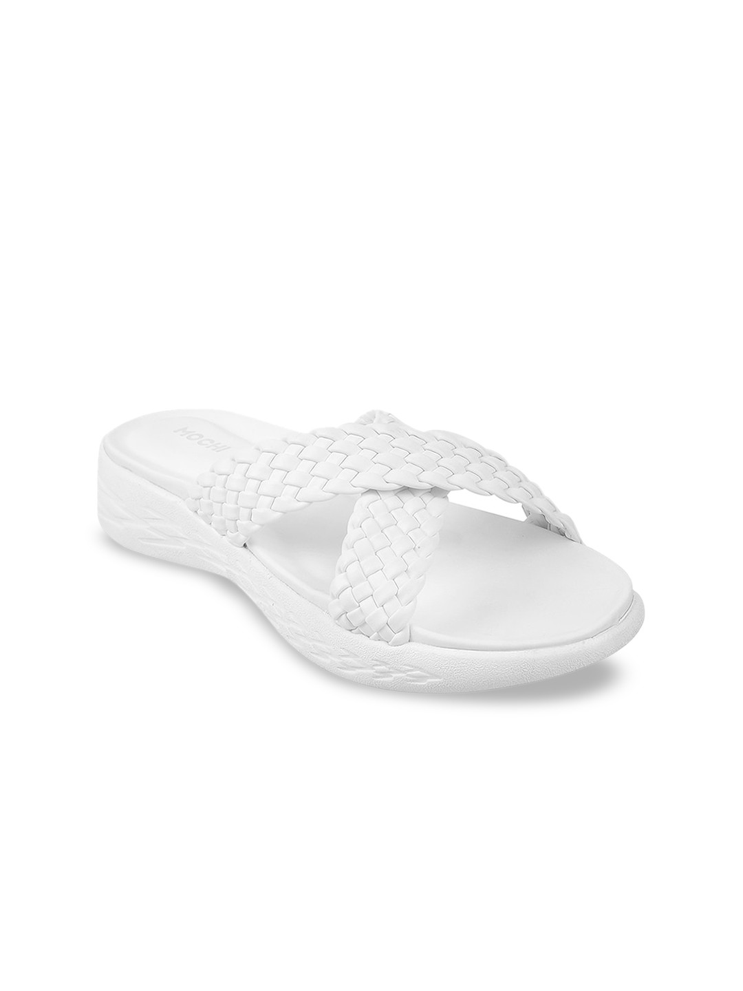 

Mochi Women White Open Textured Toe Flats