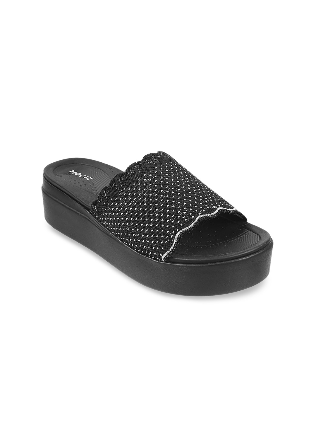 

Mochi Women Black Embellished Flatform Mules