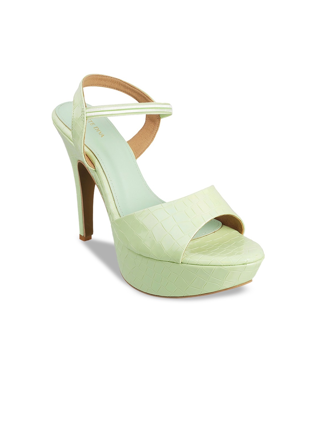 

Mochi Green Textured Stiletto Peep Toes