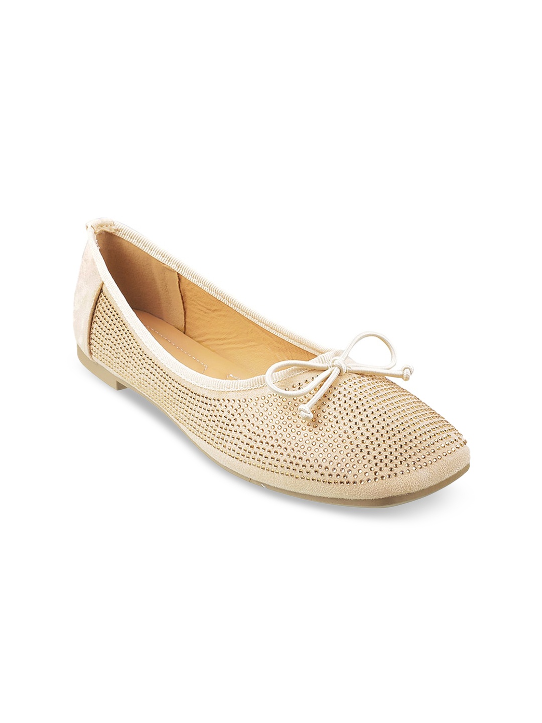 

Mochi Women Beige Bows Ballerina Flats
