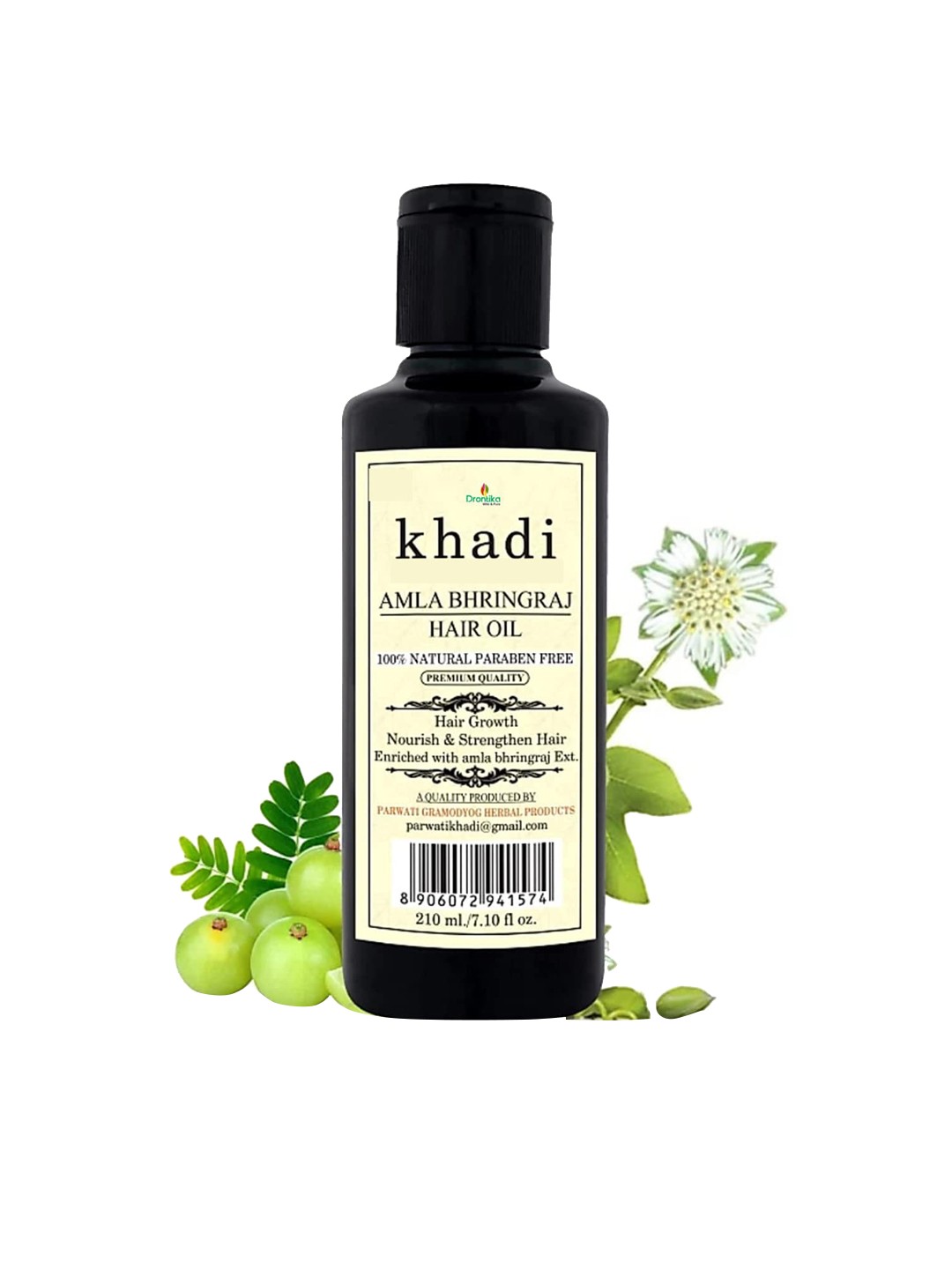 

DRONTIKA Khadi 100% Natural Paraben Free Amla Bhringraj Hair Oil For Hair Growth - 210 ml, Beige