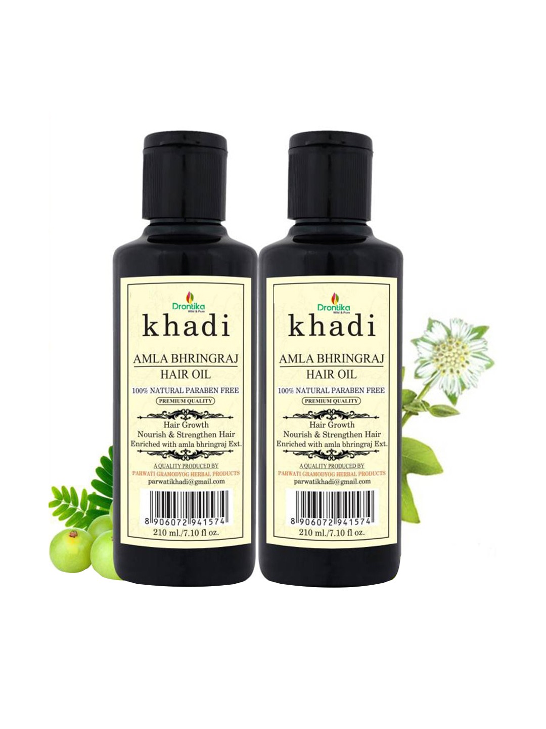 

DRONTIKA Set of 2 100% Natural Paraben Free Amla Bhringraj Hair Oil - 210 ml Each, Yellow
