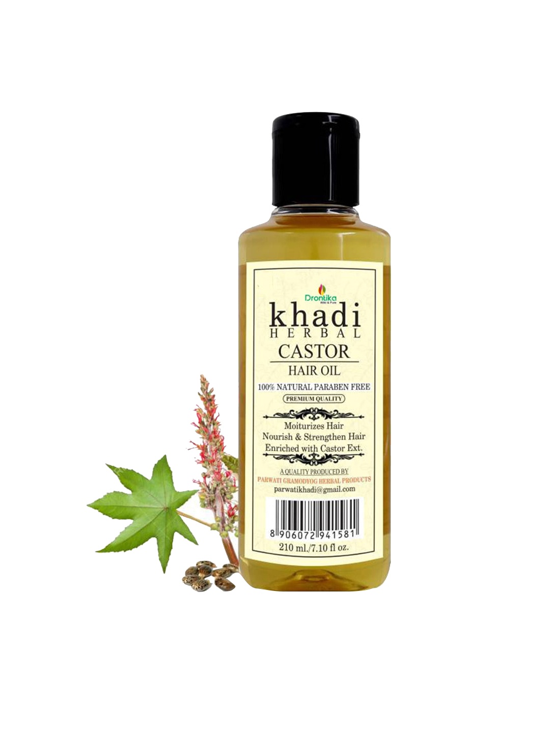 

DRONTIKA Khadi Herbal 100% Natural Paraben Free Castor Hair Oil To Nourish Hair - 210 ml, Mustard