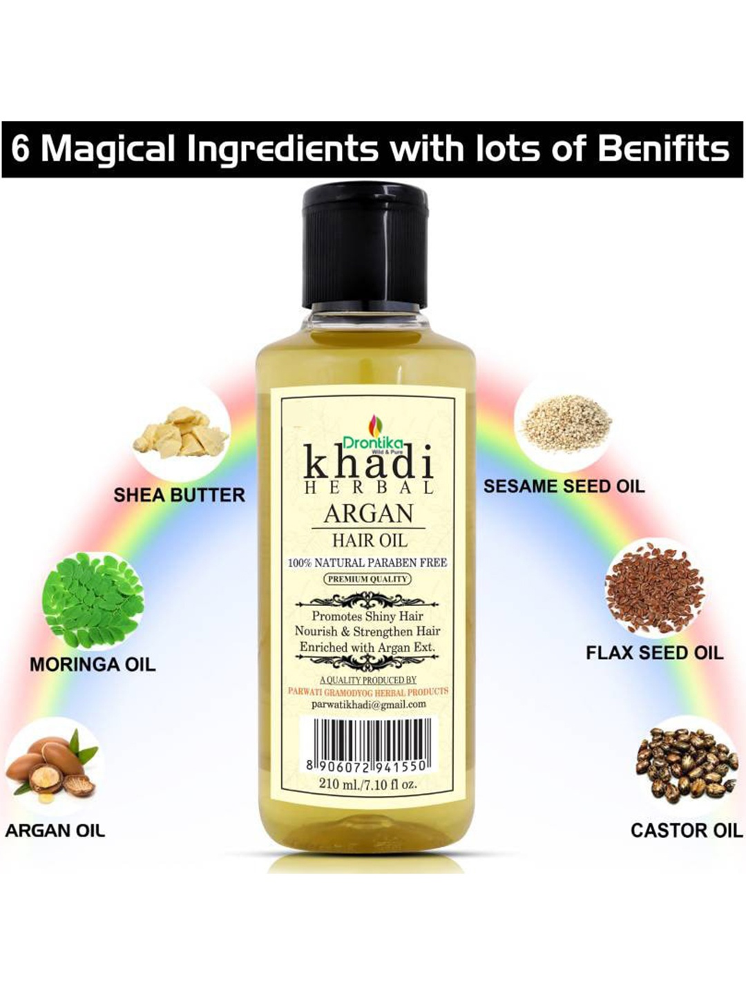 

DRONTIKA 100% Natural Paraben Free Argan Oil for Shiny Hair - 210 ml, Yellow