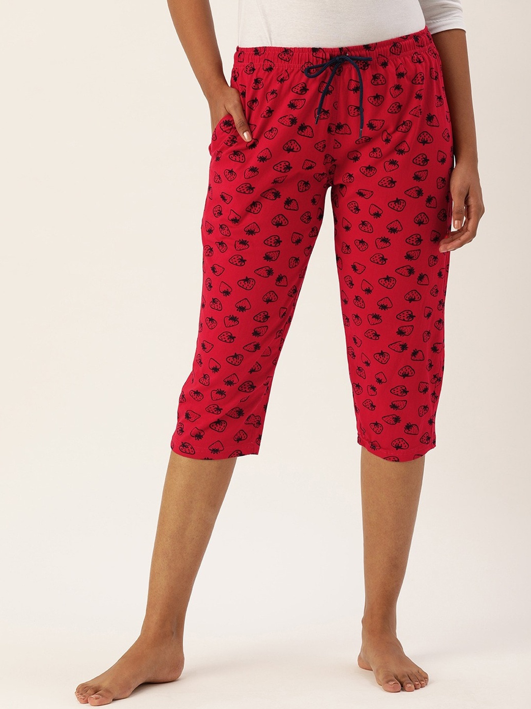 

Kryptic Women Red & Black Printed Capris