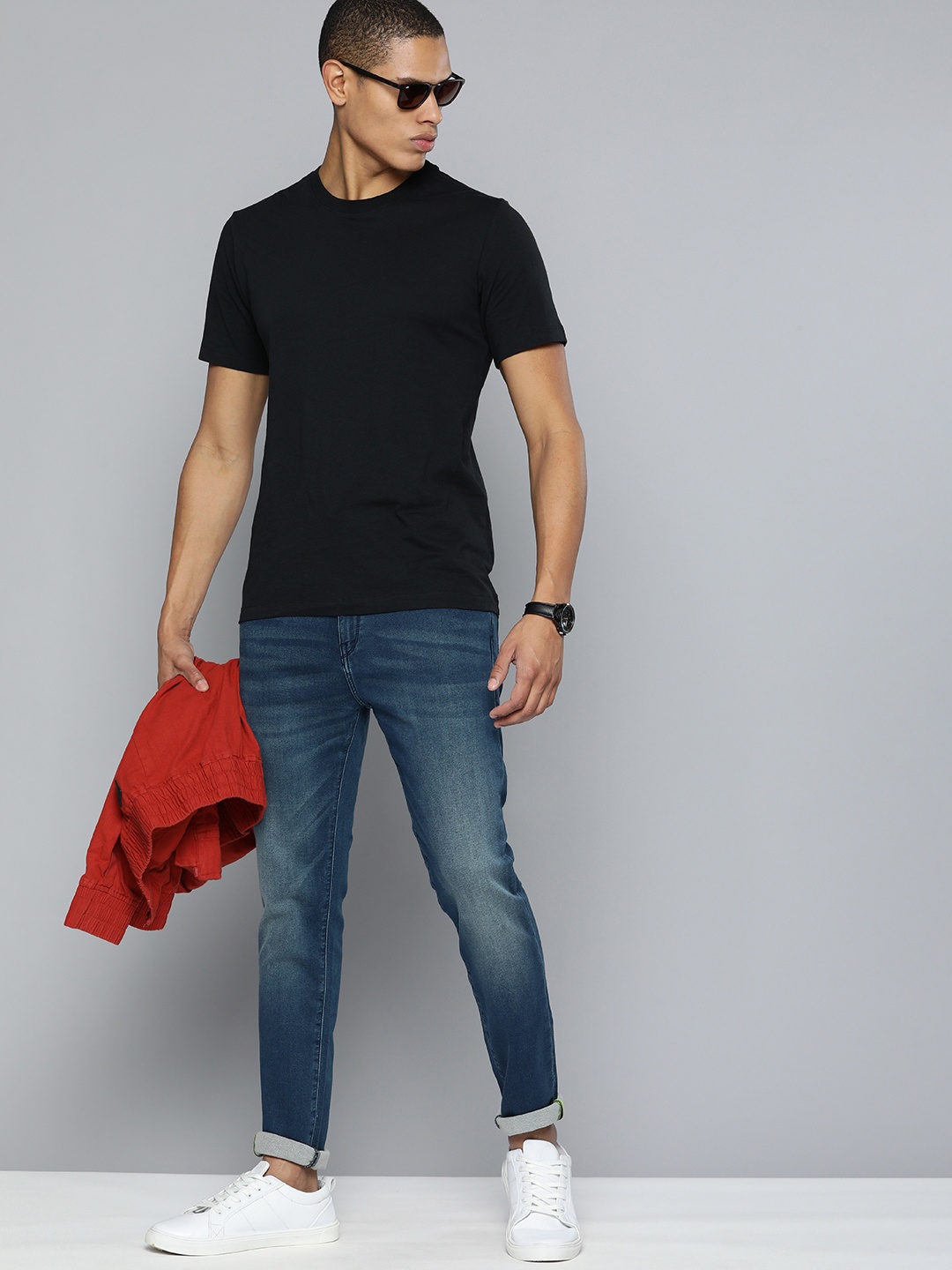 

Flying Machine Men Heavy Fade Stretchable Joggers, Blue