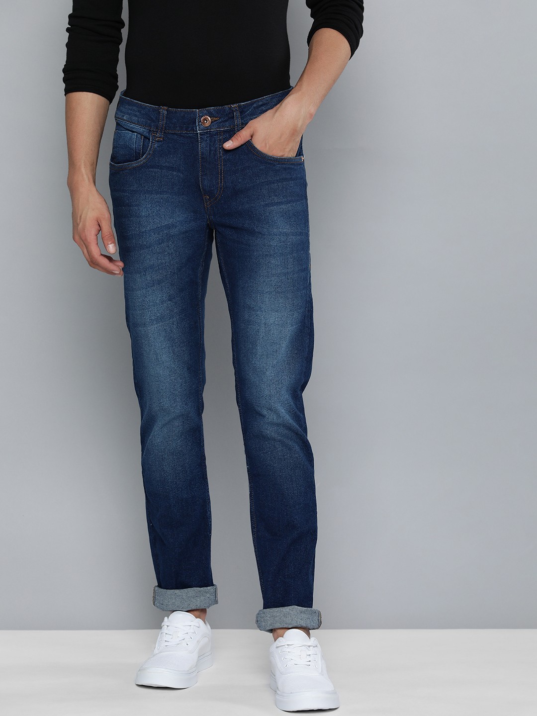 

Flying Machine Men Slim Fit Heavy Fade Stretchable Jeans, Blue