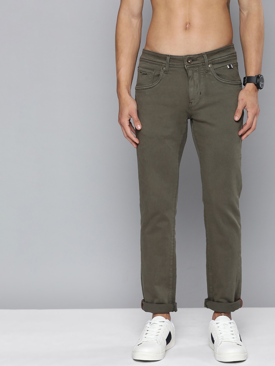 

Flying Machine Men Skinny Fit Stretchable Jeans, Olive