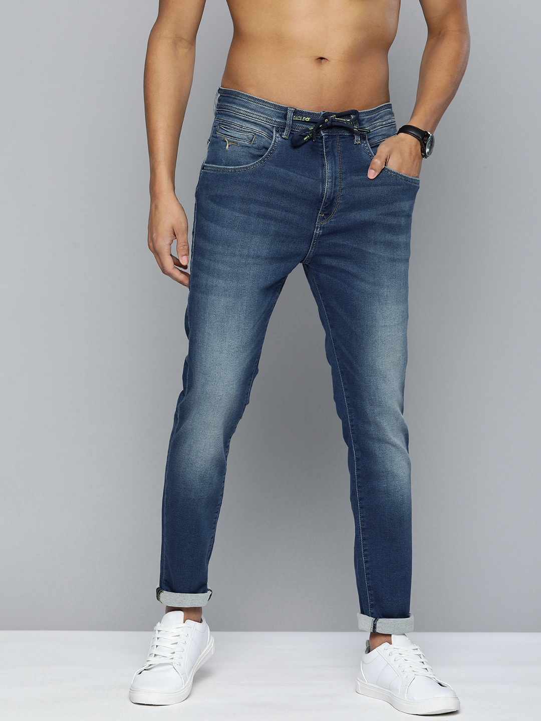 

Flying Machine Men Slim Fit Heavy Fade Stretchable Jeans, Blue