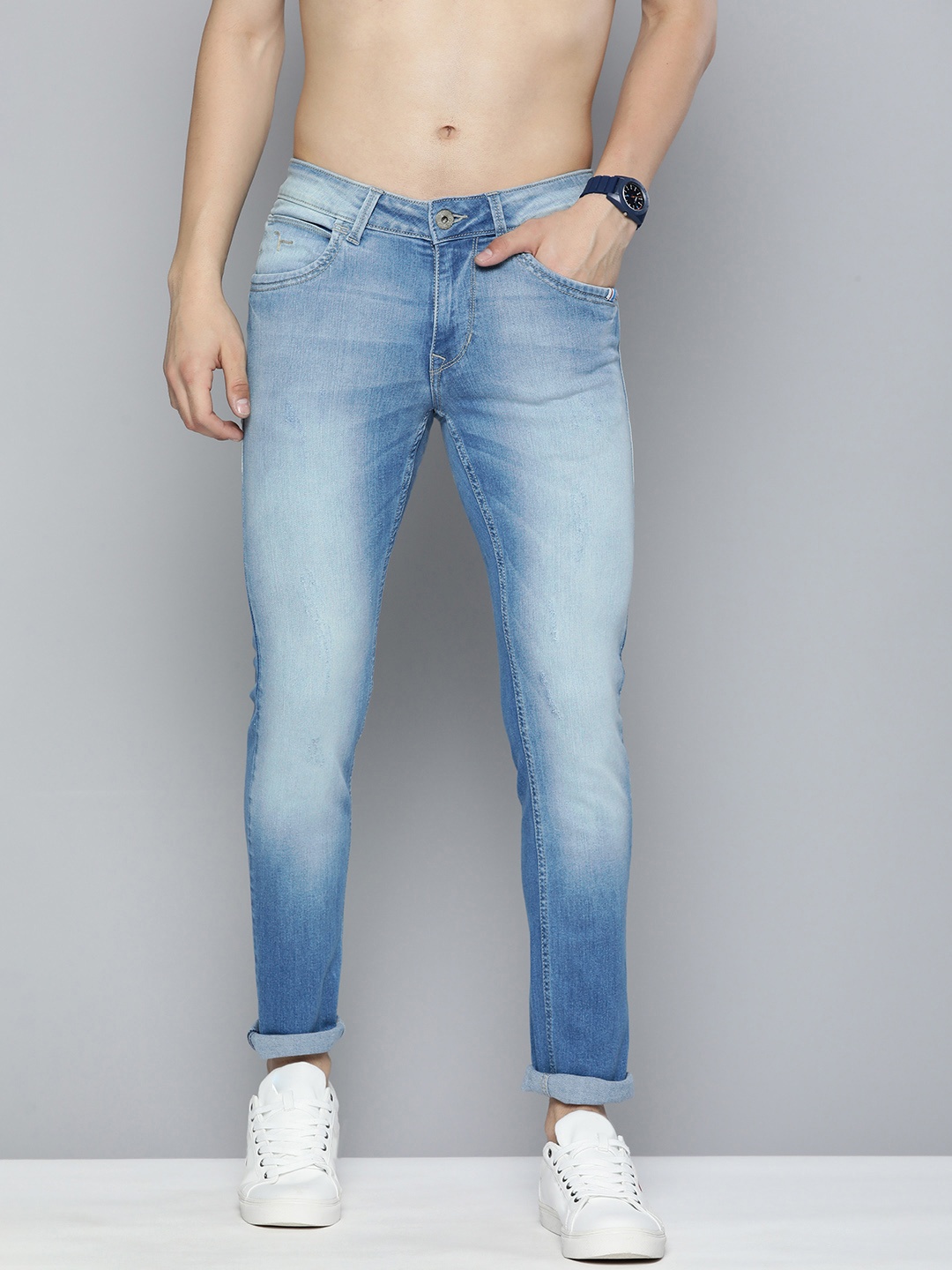 

Flying Machine Men Skinny Fit Heavy Fade Stretchable Jeans, Blue