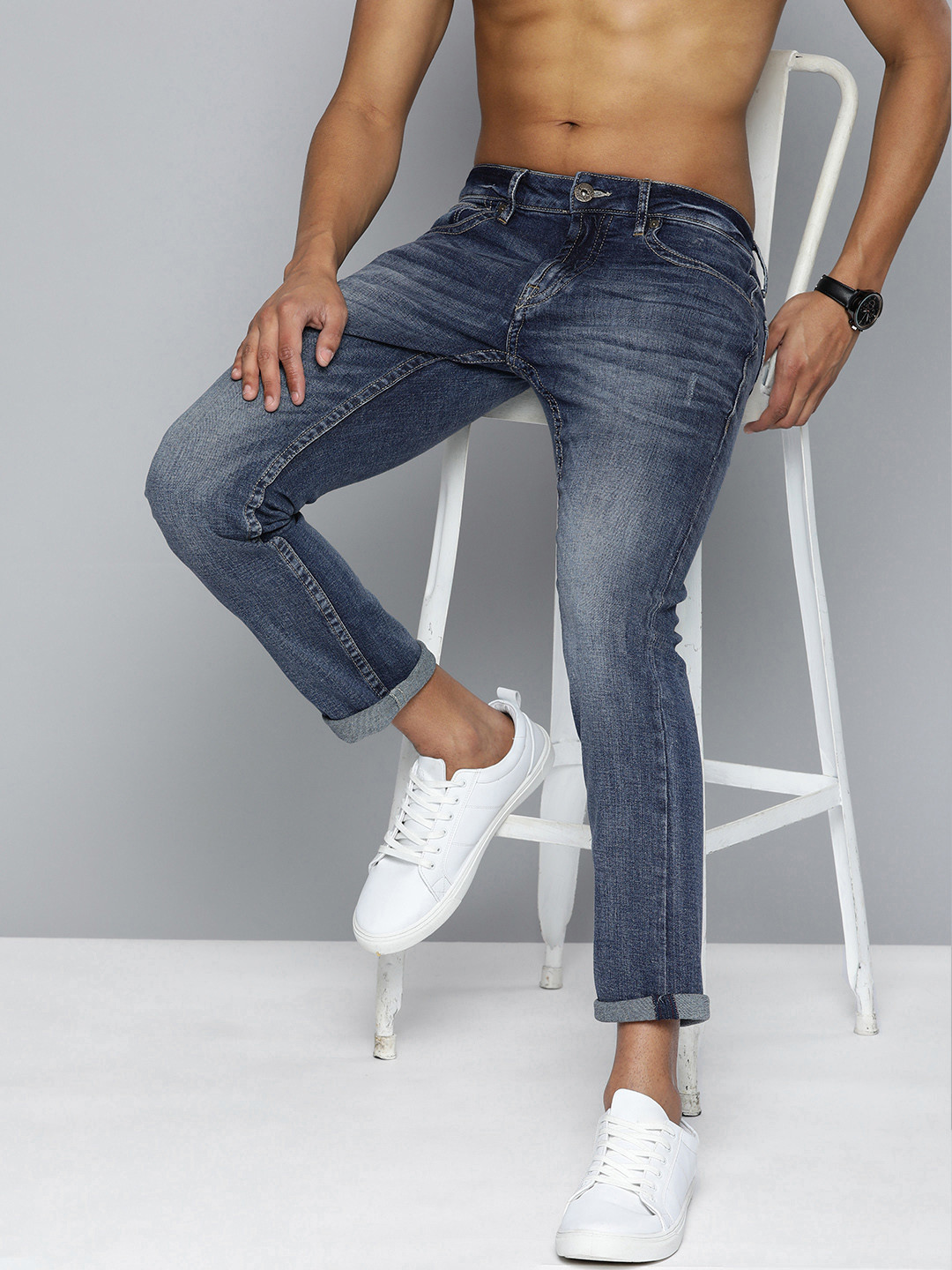 

Flying Machine Men Micheal Slim Fit Low Distress Heavy Fade Stretchable Jeans, Blue