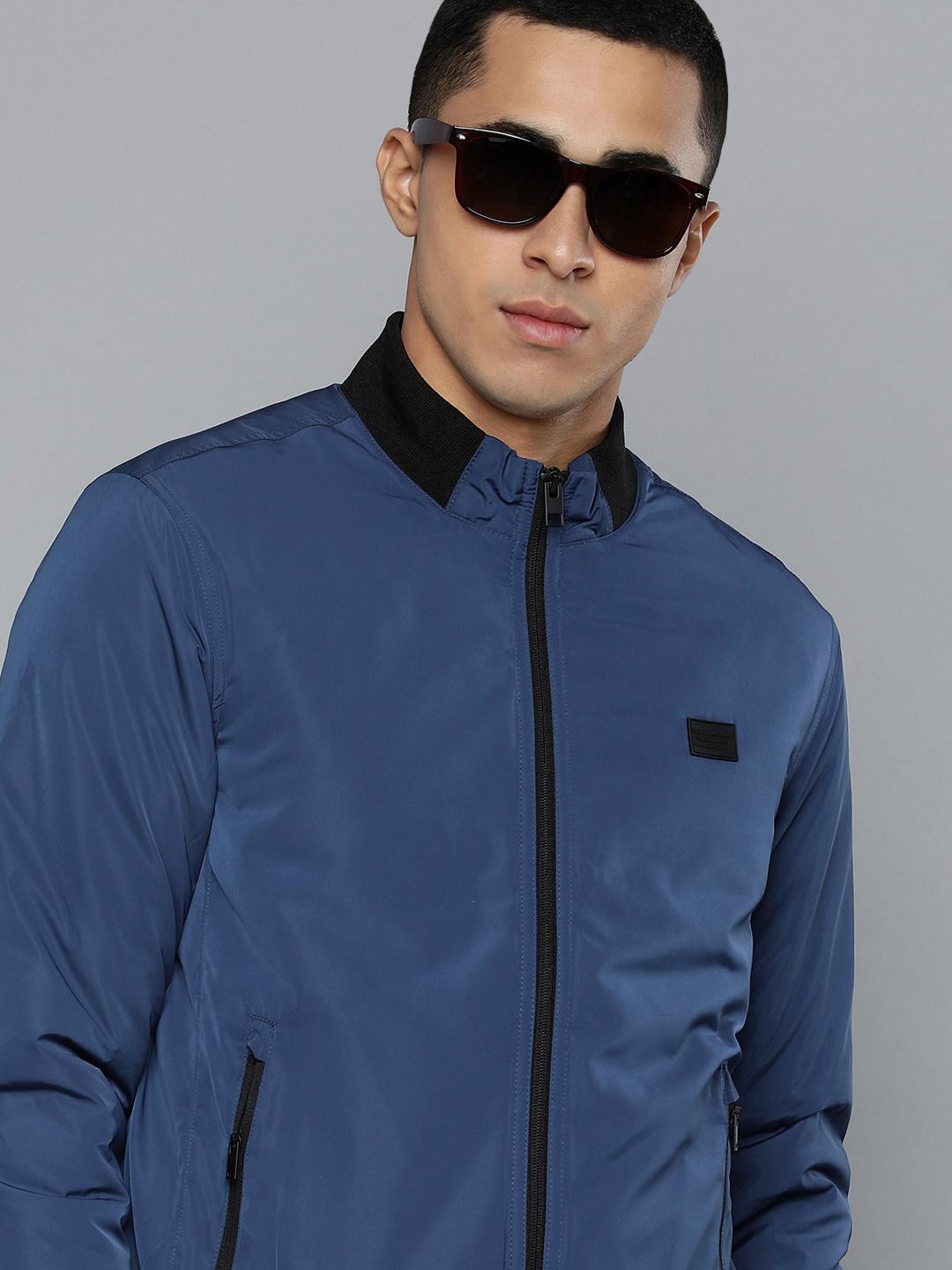 

Flying Machine Men Navy Blue Bomber Jacket