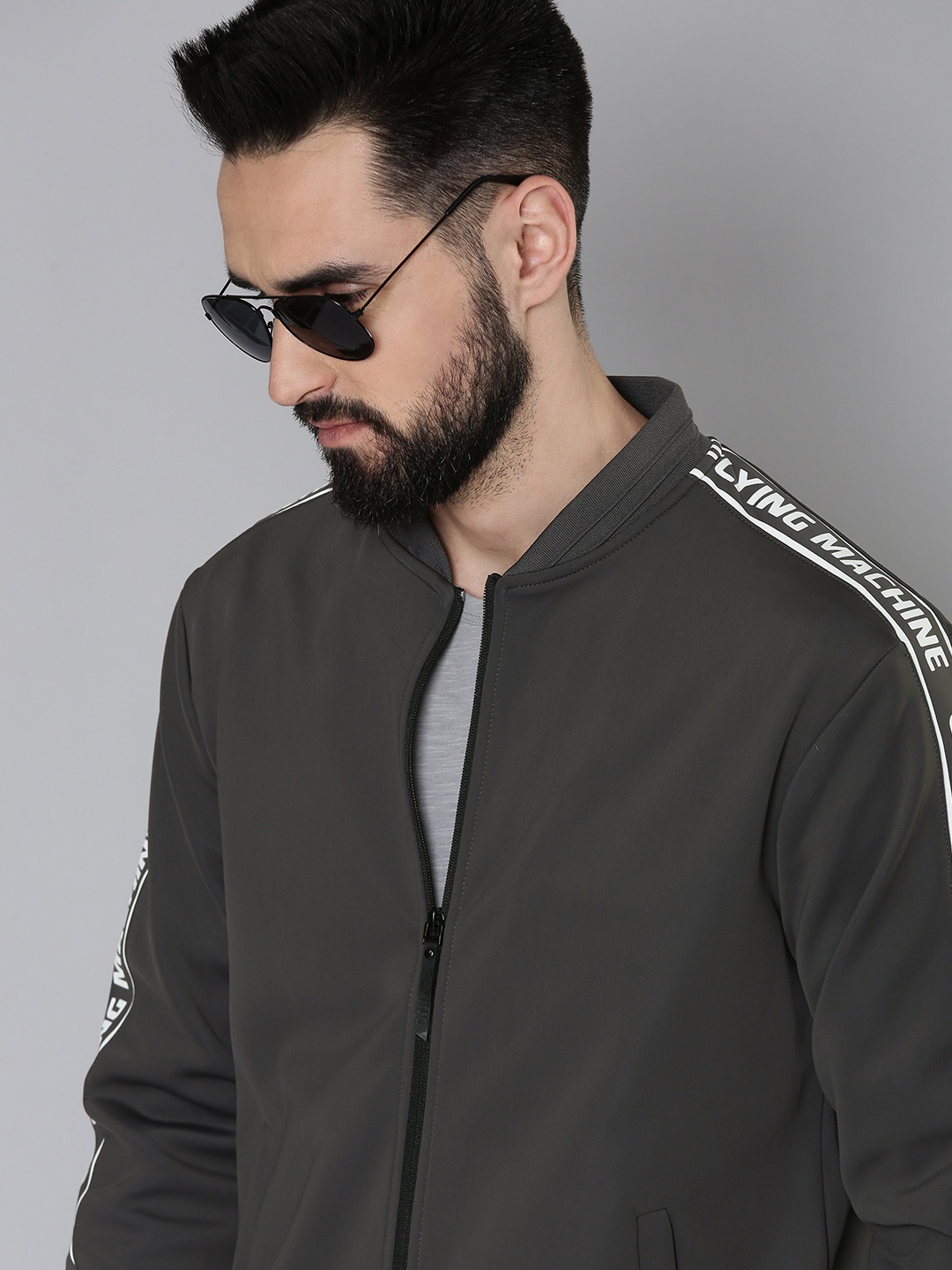 

Flying Machine Men Grey Solid Open Front Jacket