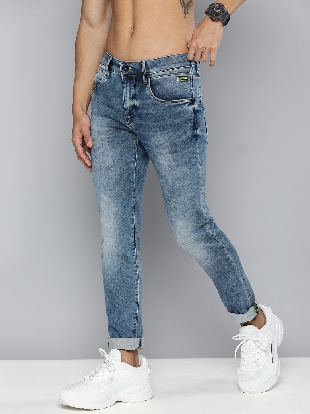 

Flying Machine Men Jackson Skinny Fit Heavy Fade Stretchable Jeans, Blue