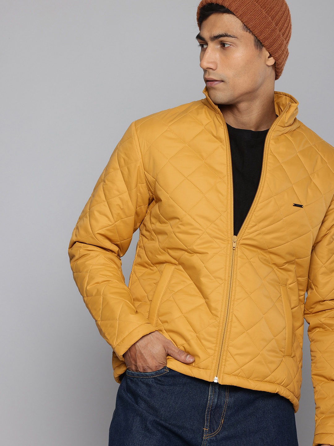 

Flying Machine Long Sleeves Quilted Jacket, Mustard