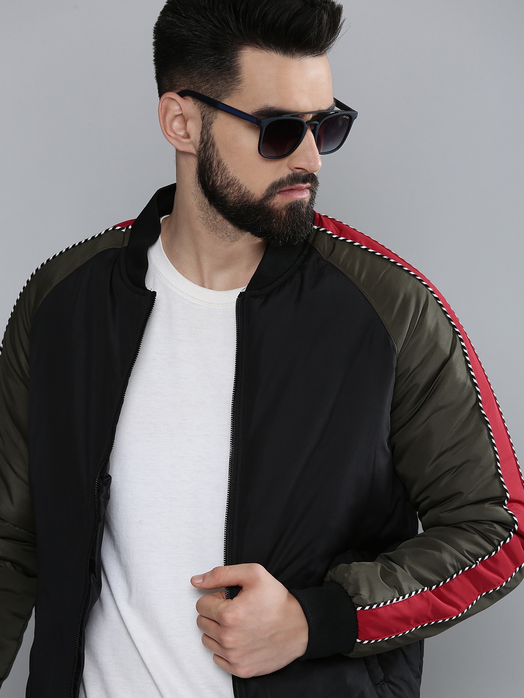 

Flying Machine Men Black Solid Bomber Jacket