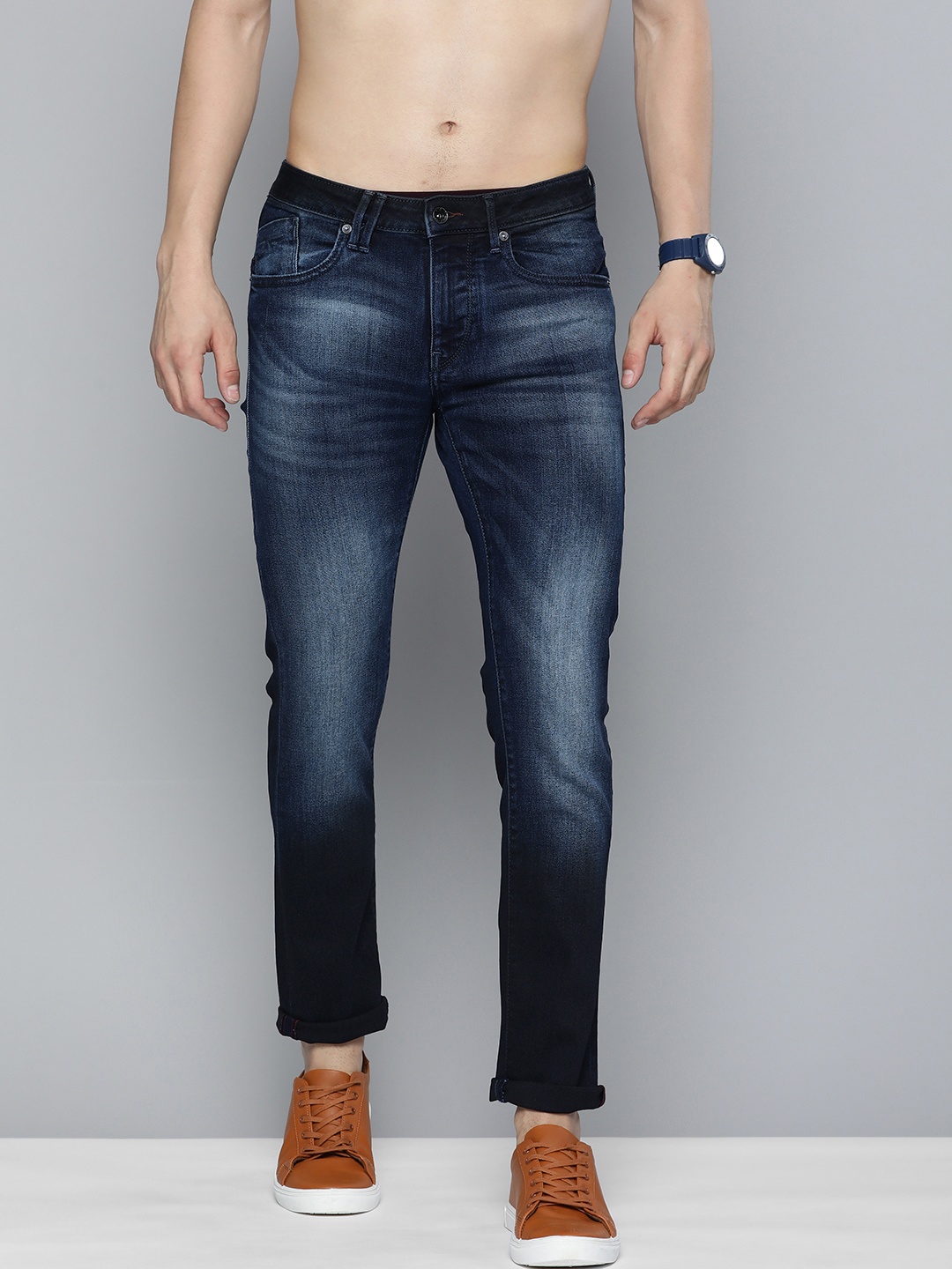 

Flying Machine Men Slim Fit Heavy Fade Stretchable Jeans, Blue
