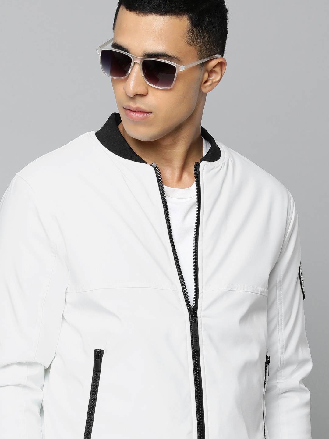 

Flying Machine Men White Bomber Jacket