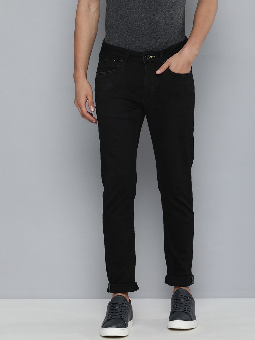 

Flying Machine Men Slim Fit Stretchable Jeans, Black
