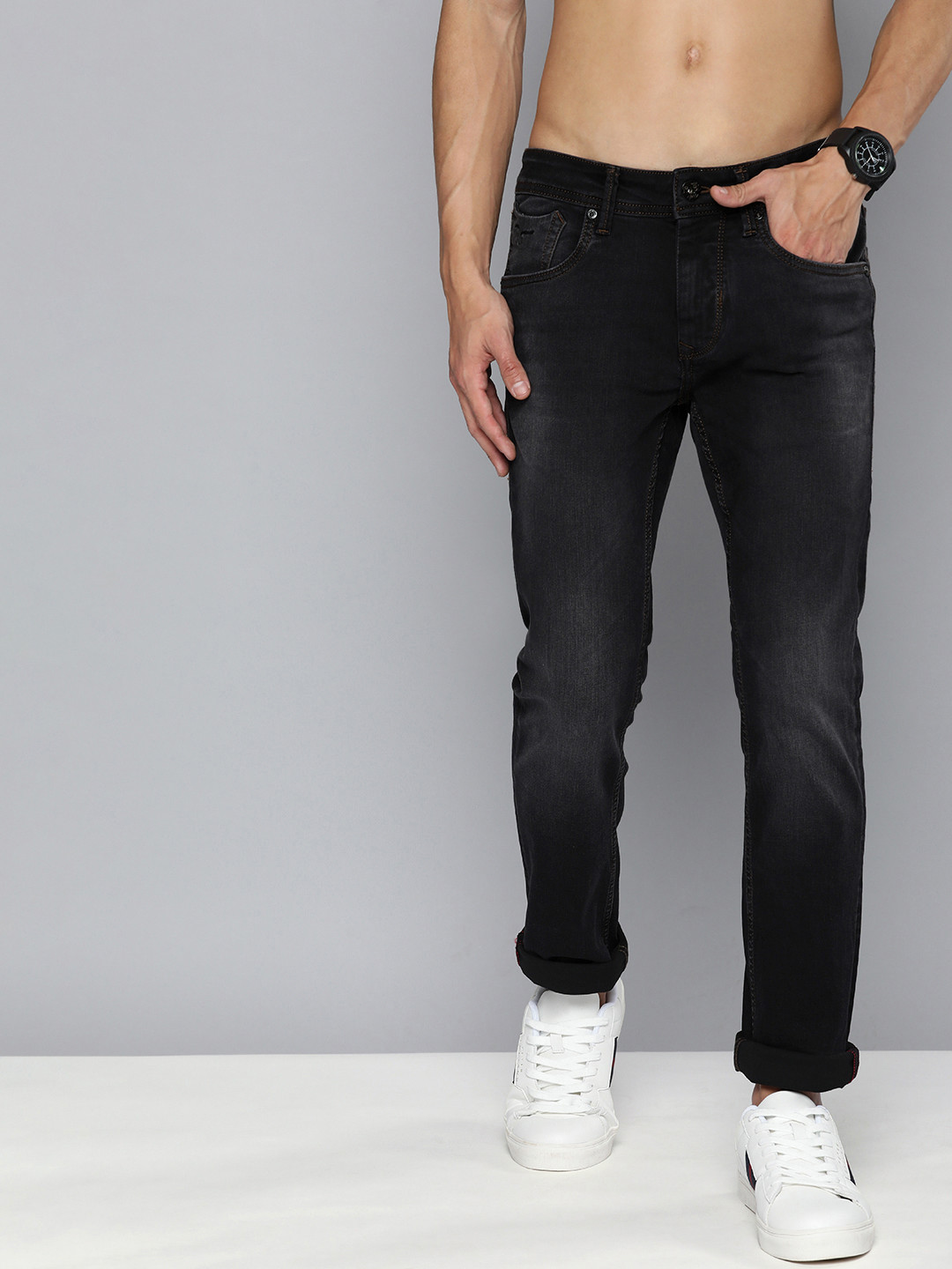 

Flying Machine Men Jackson Skinny Fit Light Fade Stretchable Jeans, Black