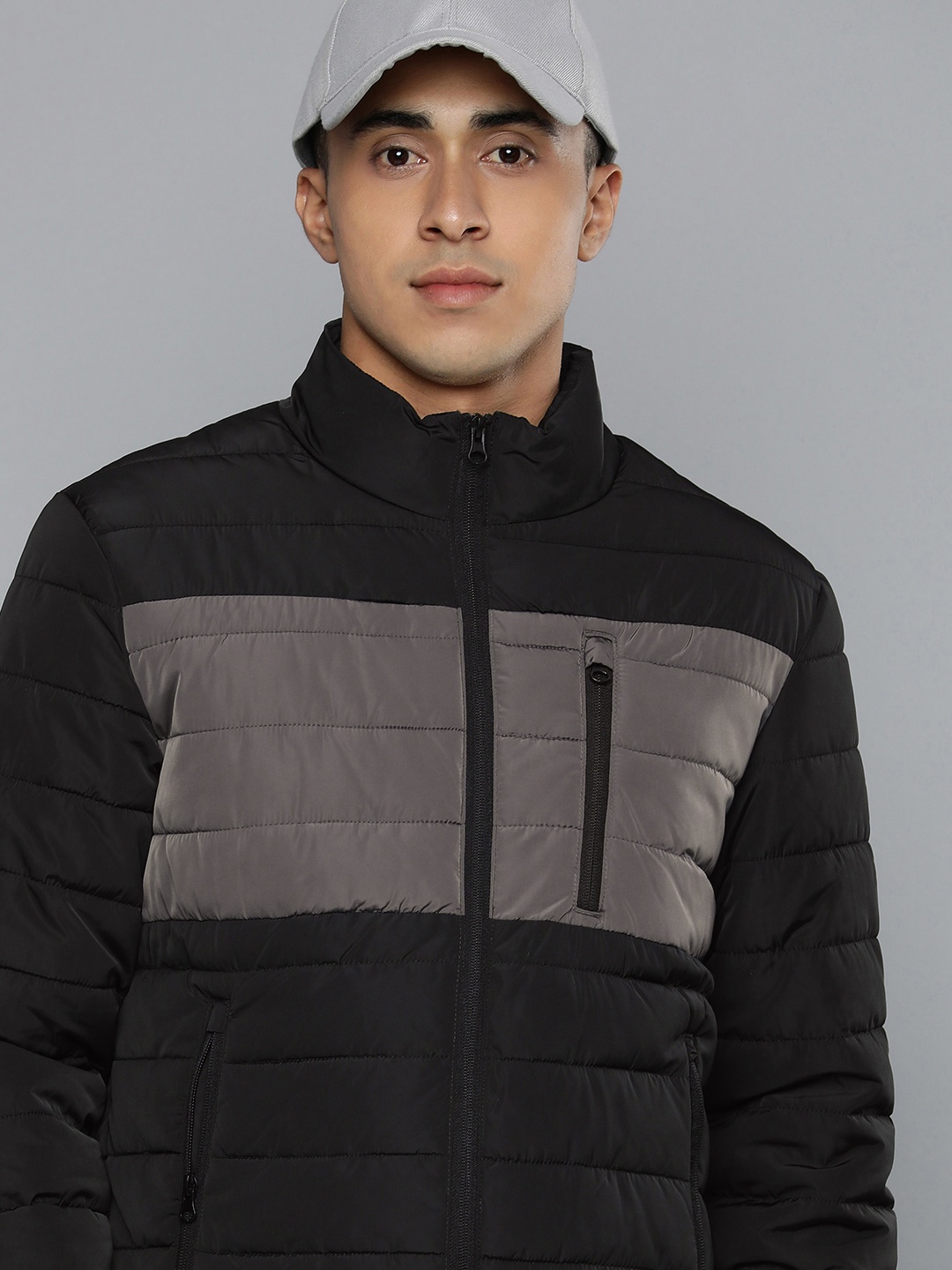 

Mens Polyester Solids Regular Grey Jacket