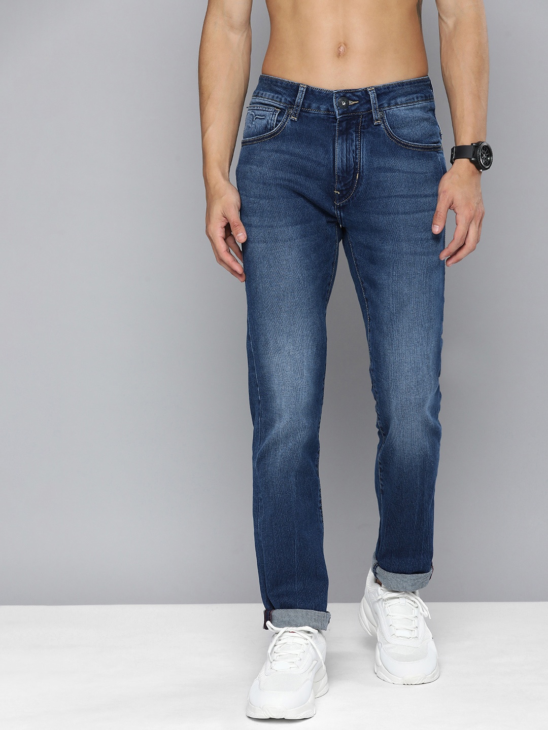 

Flying Machine Men Slim Fit Heavy Fade Stretchable Jeans, Blue