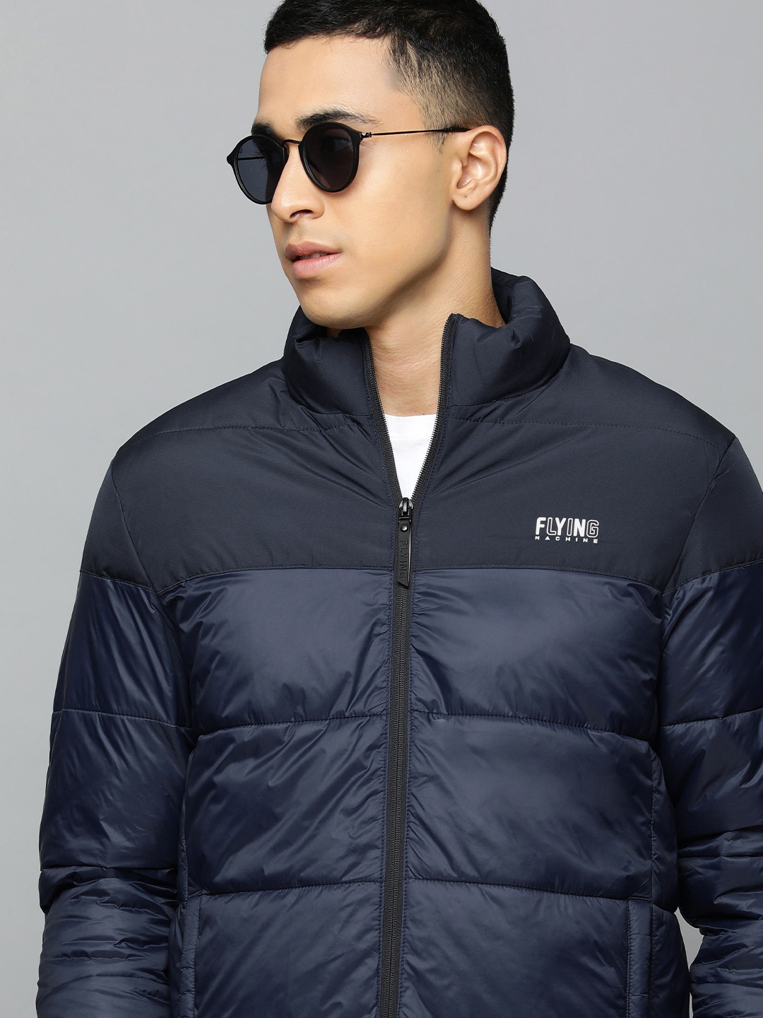 

Flying Machine Men Navy Blue Bomber Jacket