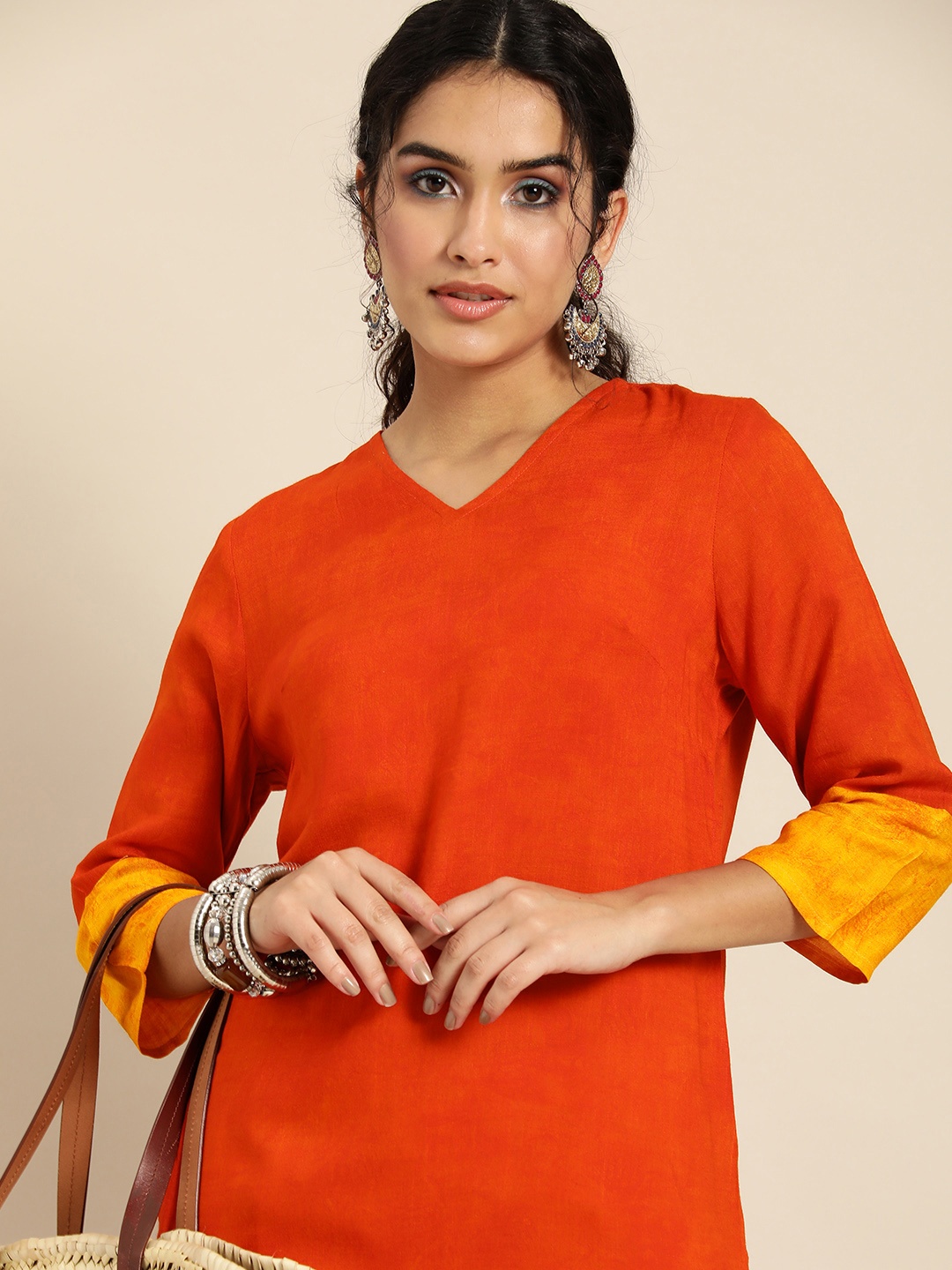 

Sangria Women Orange Solid Kurta