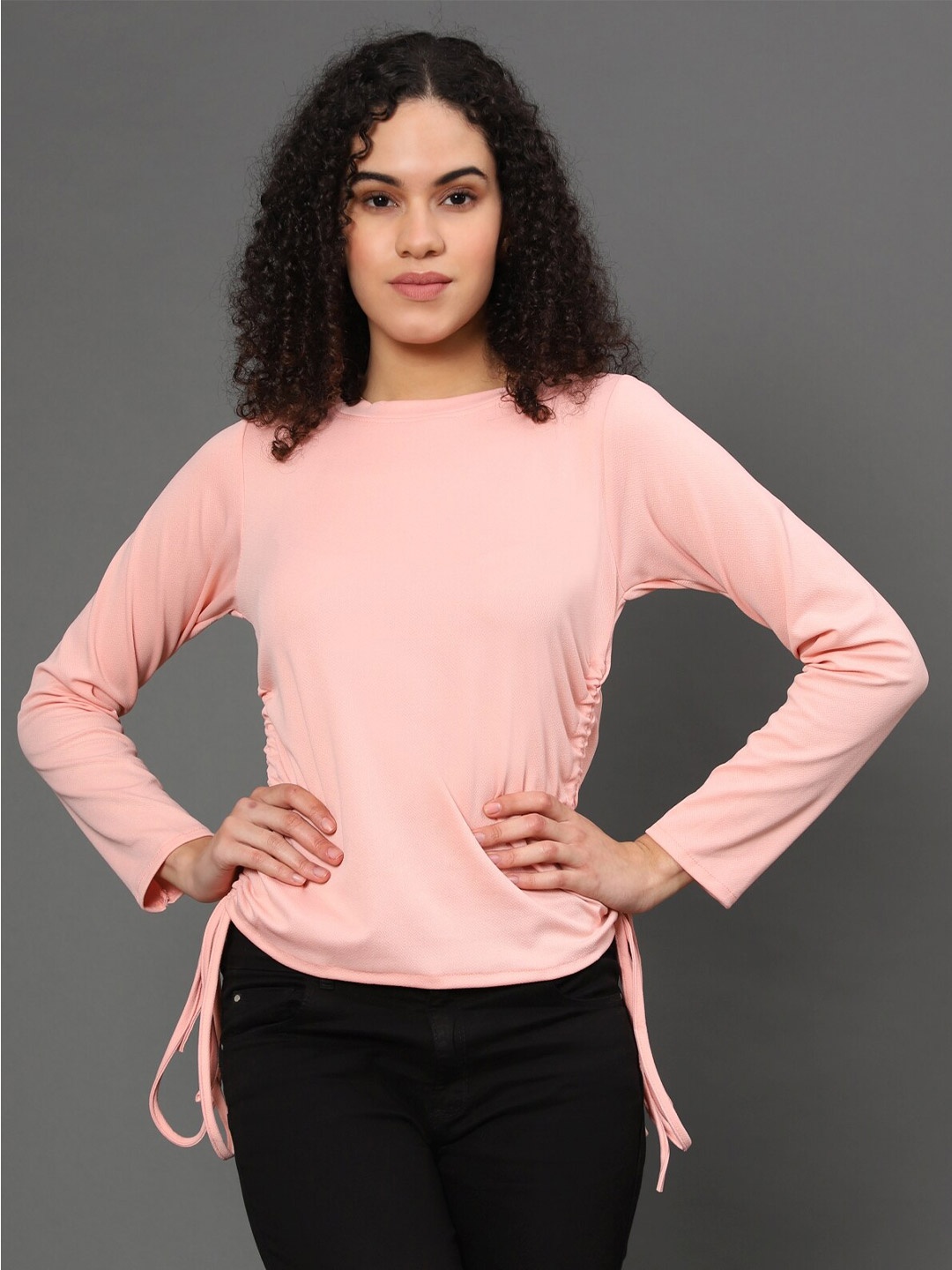 

WESTHOOD Women Peach-Coloured Solid Top