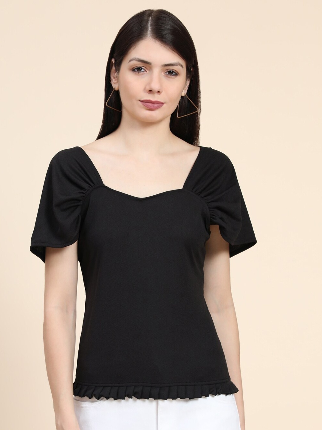 

WESTHOOD Black Sweetheart Neck Top