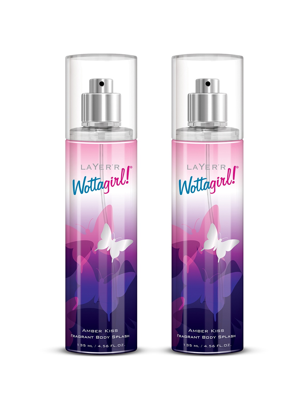 

Layerr Women Set of 2 Wottagirl Amber Kiss Fragrant Body Splash 135 ml each, Purple
