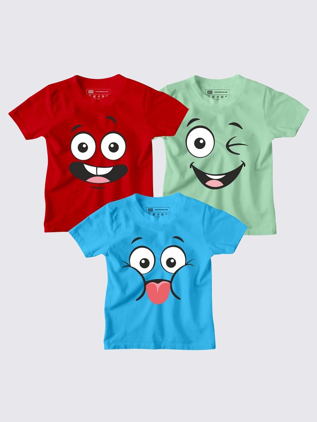 

BE AWARA Kids Red & Blue Pack Of 3 Printed T-shirt